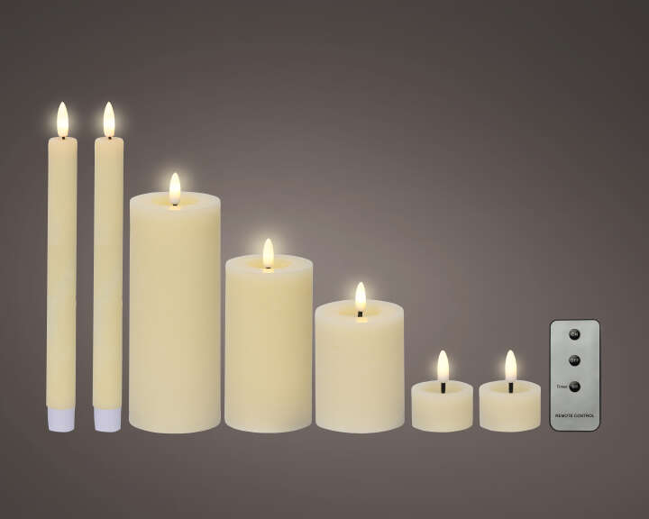 LUMINEO Set 7-tlg. LED Wachs-Kerzen